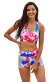 Multicolor Tie-dye Racerback Tank and Shorts Swimwear