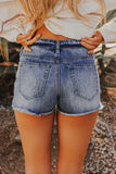 Washed Distressed Denim Shorts