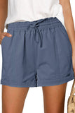 Elastic Waist Drawstring Roll Hem Shorts