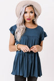 Short Sleeve Keyhole Ruffled Babydoll Top