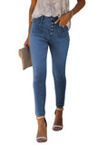Light Blue Button Fly Skinny Jeans with Pockets