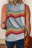 Crew Neck Colorblock Stripes Tank Top