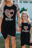 Leopard Heart Family Matching T-shirt Dress for Mother