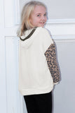 Beige Leopard Print Colorblock Kid's Hoodie