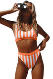 Athletic Striped Tank High Waist Bikini