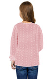 Swiss Dot Lace Splicing Long Sleeve Girl's Blouse