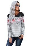 Floral Striped Print Long Sleeve Top