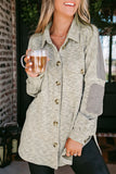 Joint Patch Buttoned Turndown Collar Shacket