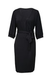 Plus Size Puff Sleeve Wrap V Neck Midi Dress