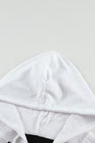 Khaki Color Block Zip Up Kangaroo Pocket Drawstring Hoodie