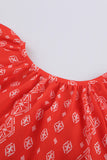 V-neck Short Sleeve Fashion Print Fantasy Fluttering Blouse