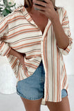 Horizonal and Vertical Stripes Casual Blouse