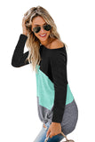 Color Block Crew Neck Blouse
