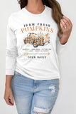 White PUMPKINS Leopard Truck Graphic Print Long Sleeve Top