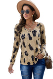 Long Sleeves Leopard Print Blouse
