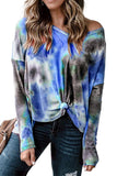 V-neck Knotted Rose Tie-dye Top
