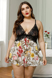 Plus Size Lace Bra Splicing Leopard Babydoll