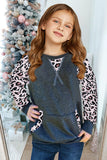 Raglan Sleeve Patchwork Little Girl Sweatshirt