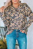 Leopard Crisscross V Neck Leopard Long Sleeve Tops