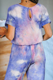Pocketed Tie-dye Knit Jumpsuit