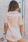 Leopard Jacquard Short Sleeve Satin Blouse