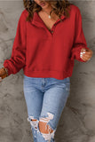 Front Buttons Drop Shoulder Pullover Sweatshirt
