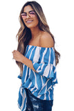 Off The Shoulder Vertical Stripes Blouse in Black
