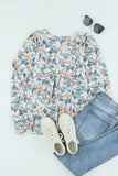 Green Floral Print Lace Up Blouse