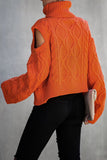Turtleneck Cold Shoulder Textured Sweater