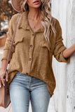 Khaki Plush Button Down Pocketed Shirt Jacket