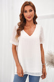 Swiss Dot Lace V Neck Shirt