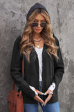 Full Zip Hoodie Coat with Floral Print Hooded Inner