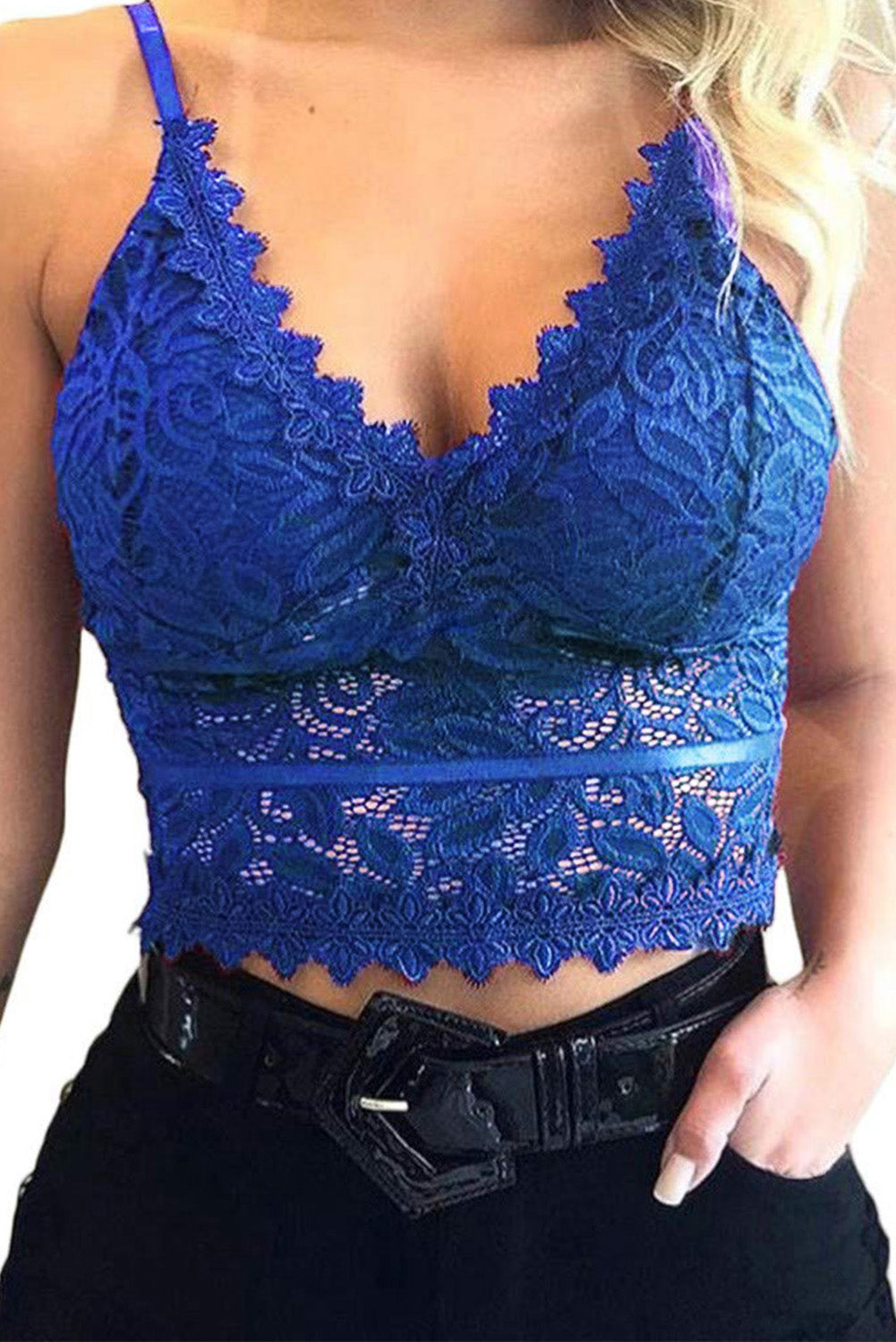 Deep V Lace Bralette Crop Top – ALELLY