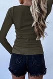 Scoop Neck Buttoned Front Long Sleeve Knitted Top