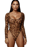 Scoop Neck Cheetah Mesh Bodysuit