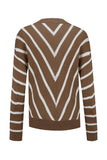 Khaki V Neck Stripe Long Sleeve Cardigan