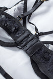 Sexy Printed Mesh Bralette and Thong Set with Garter Belt