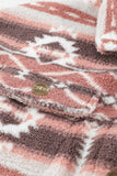 Tribal Print Pocket Buttoned Sherpa Jacket