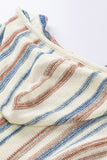 color Striped Knit Kangaroo Pocket Hooded Sweater