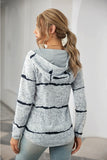Tie-dye Stripe Button Drawstring Hoodie