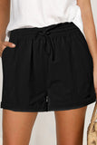 Elastic Waist Drawstring Roll Hem Shorts