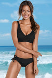 Ruched Criss Cross Self-tie Drawstring Bikini Set