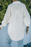 White Billowy Sleeves Pocketed Shirt