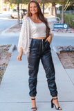 Faux Leather Cargo Jogger Pants