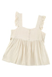 Khaki Flutter Shoulder Babydoll Top