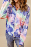 color Tie-dye Pocket Zip Up Hoodie