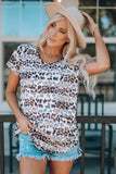 Leopard Print Color Block V Neck Tunic Top