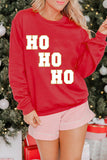 Christmas HO HO HO Graphic Round Neck Sweatshirt