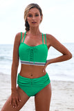 Lace Up Detail High Waist Bikini