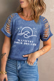 Manifest Dreams Graphic Strappy Cutout Short Sleeve Tee